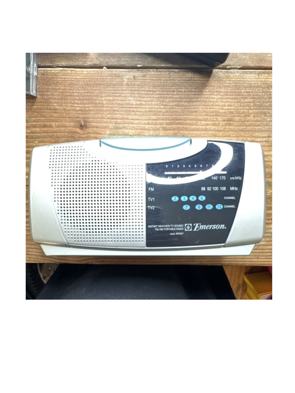 Emerson RP6247S AM/FM Weather Band TV Sound Portable Radio Silver Headphone Jack